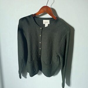 Christopher & Banks Dark Green Cardigan Sweater Fall Long Sleeve Womens Size Med